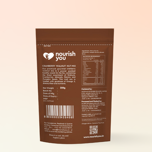 Nourish You Cranberry walnut nut mix | High in Omega 3