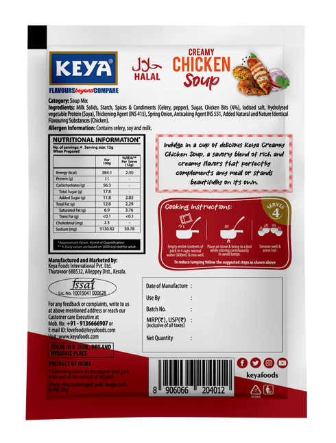 Keyafoods Keya Creamy Chicken Four Serve Soup
