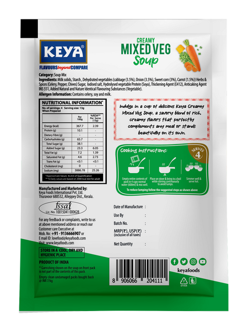 Keyafoods Keya Creamy Mixed Veg Four Serve Soup
