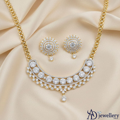 Crescent Halo Necklace Set