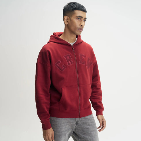 XYXX Crew Oversized Zipper Hoodie - Varsity Red