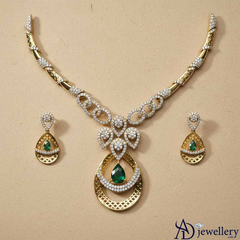 Crimson Dewdrop Diamond Necklace Set