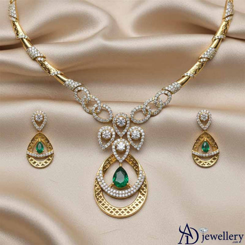 Crimson Dewdrop Diamond Necklace Set