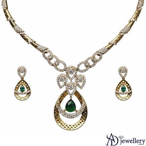 Crimson Dewdrop Diamond Necklace Set