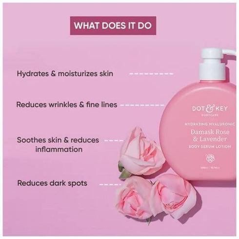 Dot & Key Hydrating Hyaluronic Damask Rose & Lavender Body Serum Lotion 300 ml
