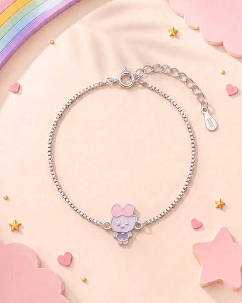 Meera Jaipur Pretty in Pink Doll Silver Bracelet
