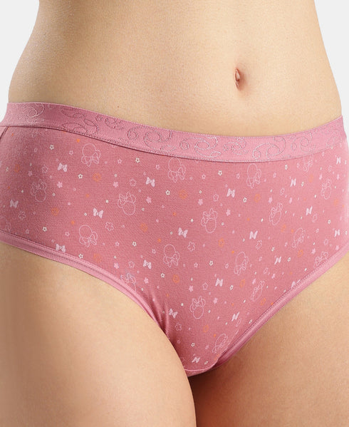 Jockey Disney Mickey & Friends High Coverage Cotton Mid Waist Hipster | Mocha, High Rose & Ashleigh Blue | Pack of 3