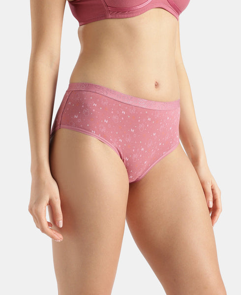 Jockey Disney Mickey & Friends High Coverage Cotton Mid Waist Hipster | Mocha, High Rose & Ashleigh Blue | Pack of 3
