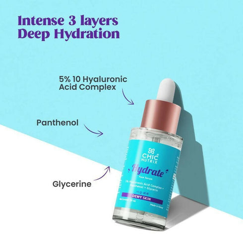 Chicnutrix Hydrate Face Serum 5% Hyaluronic Acid Complex with Glycerin & Panthenol