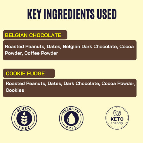 Fitfeast Belgian Chocolate & Cookie Fudge Peanut Butter (150g Each)