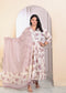 Miravan Womens Plus Size Floral Pink Anarkali Kurta With Palazzo And Dupatta Set