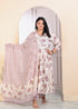 Miravan Womens Plus Size Floral Pink Anarkali Kurta With Palazzo And Dupatta Set