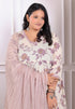 Miravan Womens Plus Size Floral Pink Anarkali Kurta With Palazzo And Dupatta Set