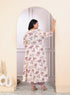 Miravan Womens Plus Size Floral Pink Anarkali Kurta With Palazzo And Dupatta Set