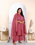 Miravan Womens Plus Size Floral Printed Gota Patti Pink Straight Pure Cotton Kurta And Palazzo With Dupatta Set
