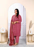 Miravan Womens Plus Size Floral Printed Gota Patti Pink Straight Pure Cotton Kurta And Palazzo With Dupatta Set