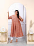 Miravan Womens Plus Size Orange Cotton Floral And Gota Patti Details Party Wear Anarkali Kurta