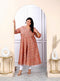 Miravan Womens Plus Size Orange Cotton Floral And Gota Patti Details Party Wear Anarkali Kurta