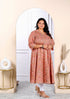 Miravan Womens Plus Size Orange Cotton Floral And Gota Patti Details Party Wear Anarkali Kurta