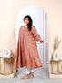 Miravan Womens Plus Size Orange Cotton Floral And Gota Patti Details Party Wear Anarkali Kurta