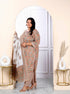 Miravan Womens Plus Size Keyhole Neck Brown Printed Pure Cotton Straight Kurta And Palazzo With Dupatta Set