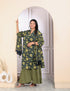 Miravan Womens Plus Size Green Cotton Floral Printed Kurta With Sharara And Dupatta