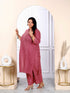 Miravan Womens Plus Size Floral Printed Charming Pink Straight Kurta With Palazzo Set