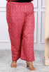 Miravan Womens Plus Size Floral Printed Charming Pink Straight Kurta With Palazzo Set