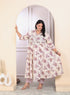 Miravan Womens Plus Size Pink Floral Printed V Neck Anarkali Kurta And Palazzo Set