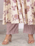 Miravan Womens Plus Size Pink Floral Printed V Neck Anarkali Kurta And Palazzo Set