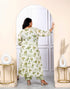 Miravan Womens Plus Size Cotton Floral Print Green Anarkali Kurta And Palazzo Set