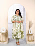 Miravan Womens Plus Size Attractive Floral Print Cotton Green Anarkali Kurta Palazzo And Dupatta Set