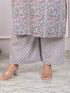 Miravan Womens Plus Size Blue Cotton Office Wear Floral Printed Kurta Palazzo Set