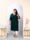 Miravan Womens Plus Size Green Embroidered And Mirror Work Straight Kurti