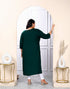 Miravan Womens Plus Size Green Embroidered And Mirror Work Straight Kurti