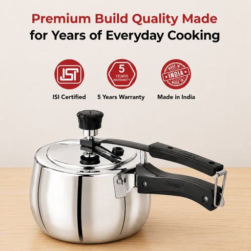 Vinod Doniv Titanium Triply Stainless Steel Pressure Cookers 2 Ltr Inner Lid Induction Friendly