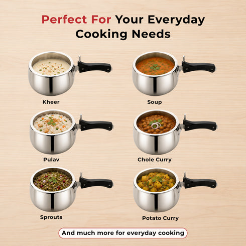 Vinod Doniv Titanium Triply Stainless Steel Pressure Cooker 3 Ltr Inner Lid Induction Friendly