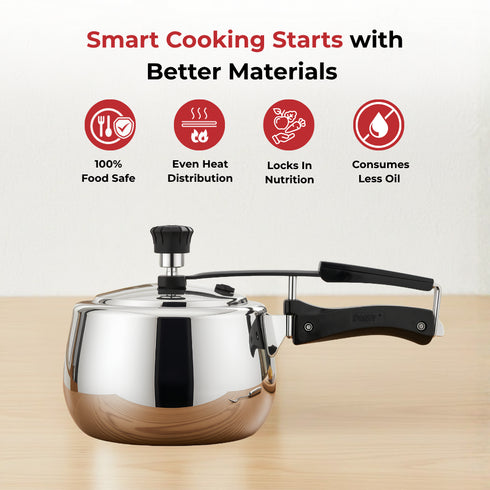 Vinod Doniv Titanium Triply Stainless Steel Pressure Cooker 3 Ltr Inner Lid Induction Friendly