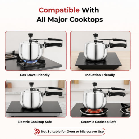 Vinod Doniv Titanium Triply Stainless Steel Pressure Cookers 2 Ltr Inner Lid Induction Friendly
