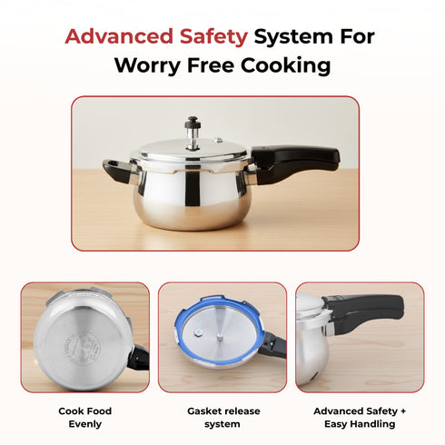 Vinod Doniv Titanium Triply Stainless Steel Pressure Cookers 5 Ltr Outer Lid Induction Friendly