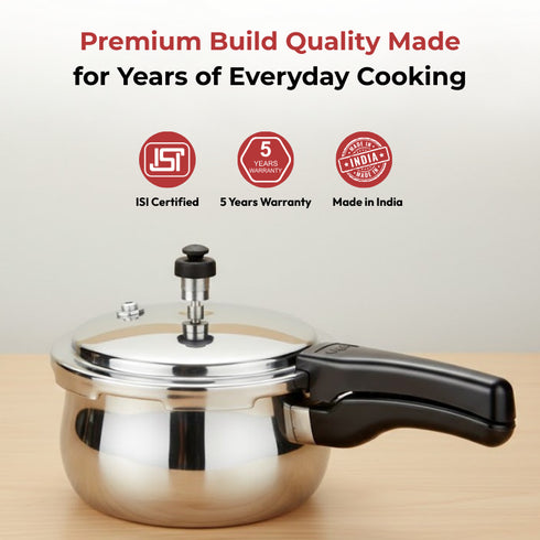 Vinod Doniv Titanium Triply Stainless Steel Pressure Cookers 3 Ltr Outer Lid Induction Friendly