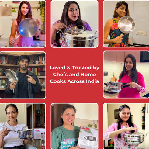 Vinod Doniv Titanium Triply Stainless Steel Pressure Cookers 3 Ltr Outer Lid Induction Friendly