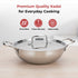 Vinod Doniv Titanium Triply Stainless Steel Kadhai with Steel Lid 26 cm Capacity 3.30 Liter Induction Friendly