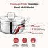 Vinod Doniv Triply Stainless Steel 6 Plates and 1 Multipurpose Kadai Steamer for Idli Dhokla Momos Heavy Guage Idli Dhokla Cooker Induction and Gas Stove Compatible 2 Idli 1 Mini Idli 1 Patra Momos 2 Khaman Dhokla
