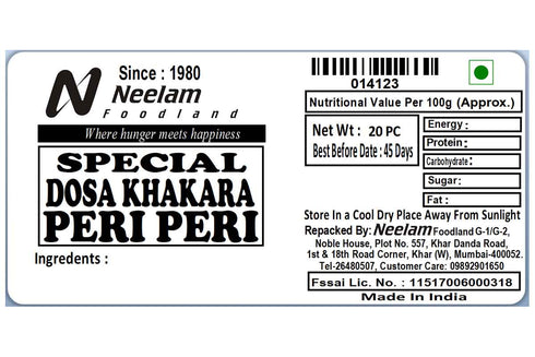 Neelam Foodland Dosa Khakhra Peri Peri 20 Pc