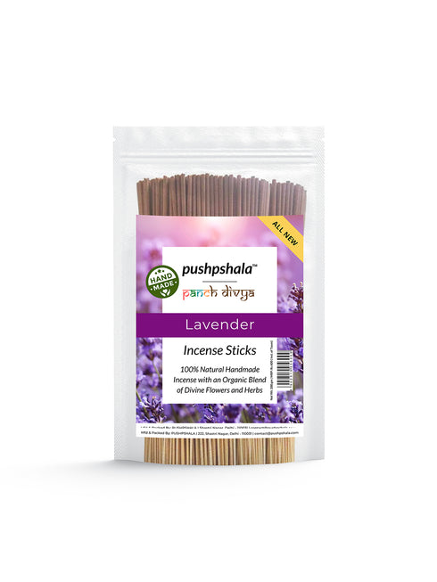 Khadi India Pushpshala Organic Handmade Incense Sticks Jumbo Zipper Month Pack - Lavender (200GM)