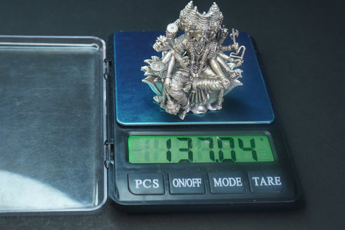 Pure Silver Antique Gayatri Devi Sitting 137.04G By Mahita Collections