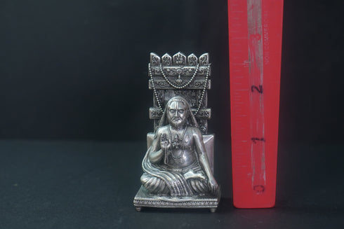 Pure Silver Antique Raghavedra Swamy With Frame 77.94G By Mahita Collections