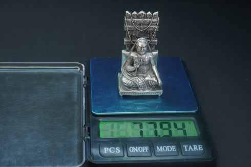 Pure Silver Antique Raghavedra Swamy With Frame 77.94G By Mahita Collections