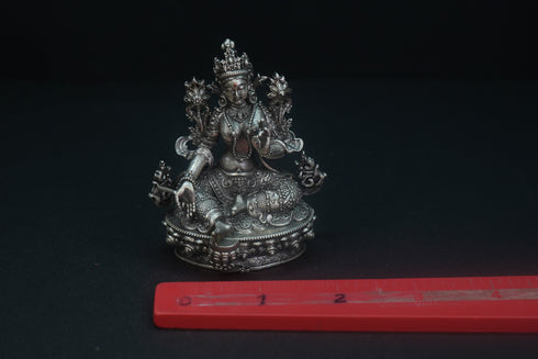 Pure Silver Antique Nepali Laxshmi Idol Sitting 106.20G By Mahita Collections